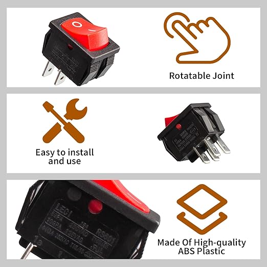 8 Amps 4 Pin On/Off Rocker Switch for Shop Vac Wet Dry Vacuum Cleaner, On Off Vacuum Switch for Shop Vac Replacement Switch