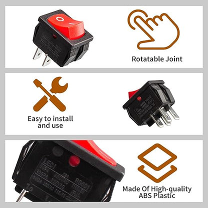 8 Amps 4 Pin On/Off Rocker Switch for Shop Vac Wet Dry Vacuum Cleaner, On Off Vacuum Switch for Shop Vac Replacement Switch