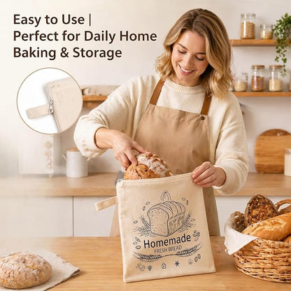 Beeswax Bread Bags, Bread Bags for Homemade Bread, Bees Wax Bread Bag, Reusable & Eco-Friendly,100% Natural Beeswax & Cotton, Long-Lasting Freshness,Airtight & Freezer-Friendly Food Storage