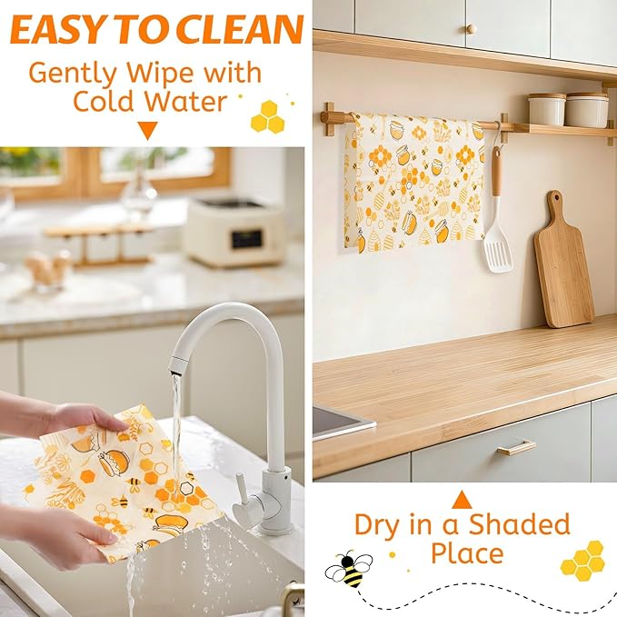 Beeswax Wraps for Food – 9 Pack Reusable Beeswax Bread Bag & Sandwich Wrap, Organic & Eco-Friendly & Sustainable Bees Paper, Perfect Alternative to Aluminum Foil Sourdough Storage & Plastic Wrap