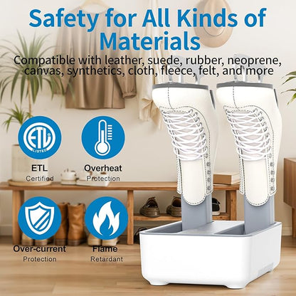 LAVIEAIR Boot Dryer and Deodorizer for Work Boots, Sneakers and Gloves, Portable Shoe Dryer with Retractable Hoses, Timer, and Heat Control.
