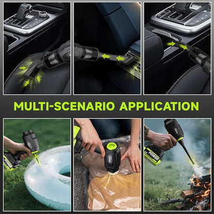 Handheld Car Vacuum Cordless, Portable Cars Vacuum Cleaner with High Power, Powerful 4-in-1 Hand Held Air Duster Fast Cleaning for Car,Home,Office,Pet Hair（Green）