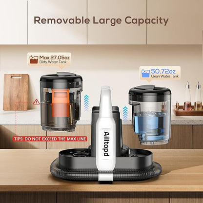 Portable Carpet & Upholstery Spot Cleaner Machine,15Kpa Deep Cleaning for Rug, Pet, Couch,Stairs & Car, Handheld Furniture Cleaner Machine with 2 Size BrushHead & Self-Cleaning System