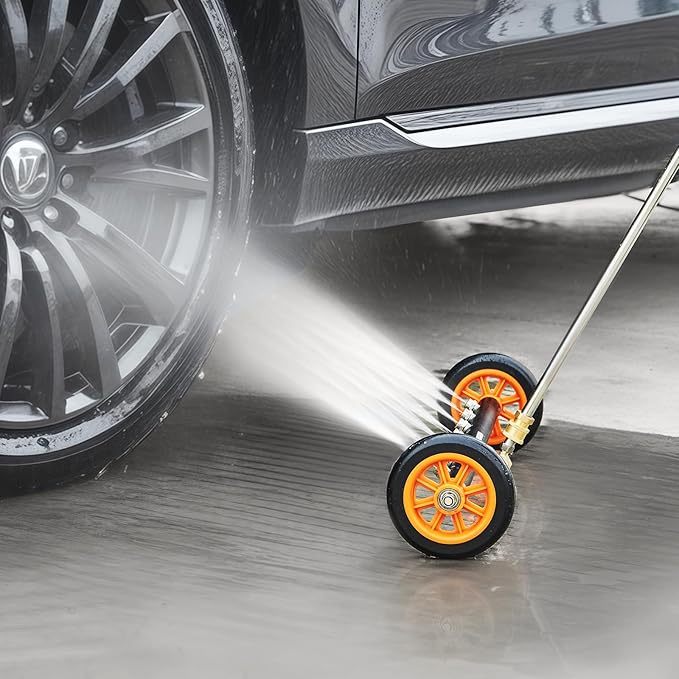 VEVOR 24 Inch Pressure Washer Undercarriage Cleaner, 4000 PSI Stainless Steel Cleaner with Angle Adjustment and 7 Nozzles, with 2 Extended Wands for Driveway, Patio, Deck