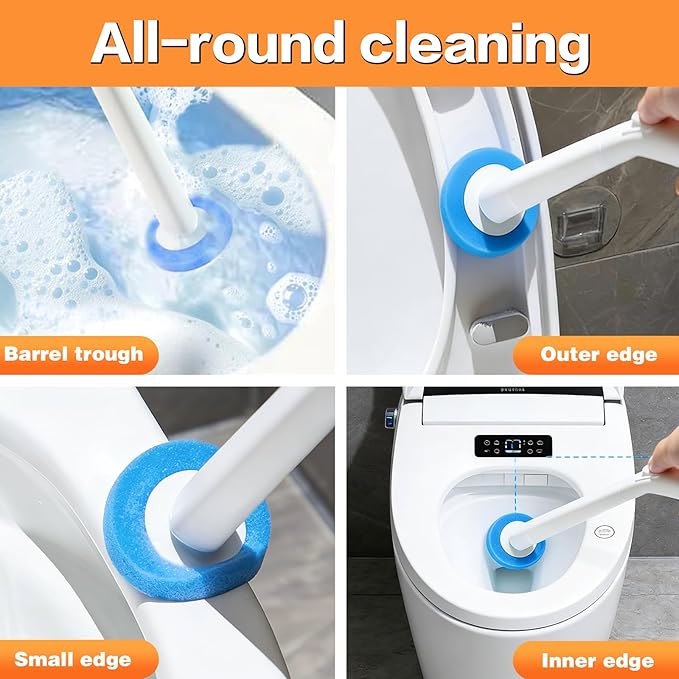 SOPAMI 32pcs Disposable Toilet Brush Sponge Head Refills, 5-Layer Pre-Loaded Rich Foam Sponge Replacement. Scrub Heads for Disposal Toilet Brush Wand. (32pcs Refill Heads)