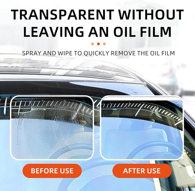 Glass Emulsion Cleaner, Car Glass Oil Film Remover, Roll-On Glass Guard with Brush, Anti-Fog Windshield Cleaner Removes Oil Grease Fog for Clear Driving Visibility