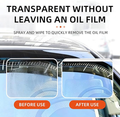 Glass Emulsion Cleaner, Car Glass Oil Film Remover, Roll-On Glass Guard with Brush, Anti-Fog Windshield Cleaner Removes Oil Grease Fog for Clear Driving Visibility