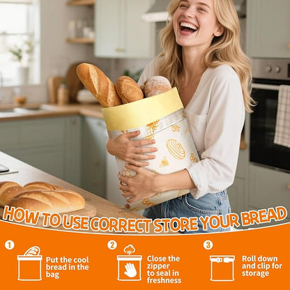 2-Pack Reusable Beeswax Bread Bags for Homemade Sourdough | XL 17x12 Inch Cotton Food Storage Bag Keeps Fresh Longer | Breathable Eco-Friendly Wrap for Boules & Loaves