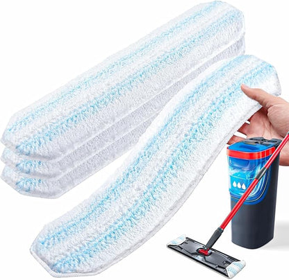 AIR U+ Mop Pad Replacements Compatible with O-Cedar H2prO Flat Mop System, 4 Pack Machine Washable Reusable Microfiber Heads, Wet Dry Cleaning Pad Refills for All Floor Types