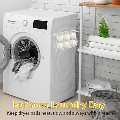Magnetic Dryer Ball Holder Basket for Laundry Room,Magnet Lint Bin Dryer Ball Laundry Organizer, Iron Wool Dryer Ball Fridge Container Basket for Laundry Room Organization Home Storage
