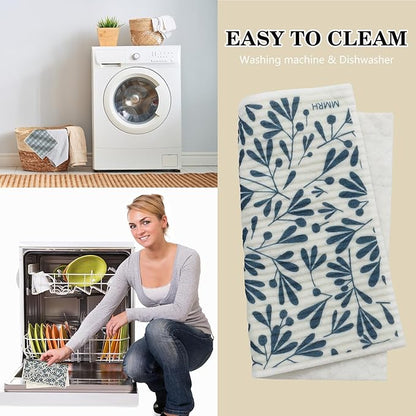 6 Pack Swedish Dishcloths for Kitchen |Watercolor Dish Towels | Reusable Paper Towels Washable | Non-Scratch Cellulose Sponge Cloths | No Odor, Biodegradable, Swedish Cloths, Ukiyo-e﻿