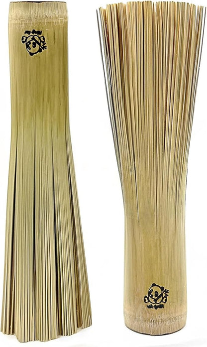 Handmade Bamboo Wok Brushes 2 Pack – 100% Natural, No Metal, Eco-Friendly Scrubbers for Carbon Steel & Cast Iron Woks, Pans, Dishes, Teapots(for Small Pot use)