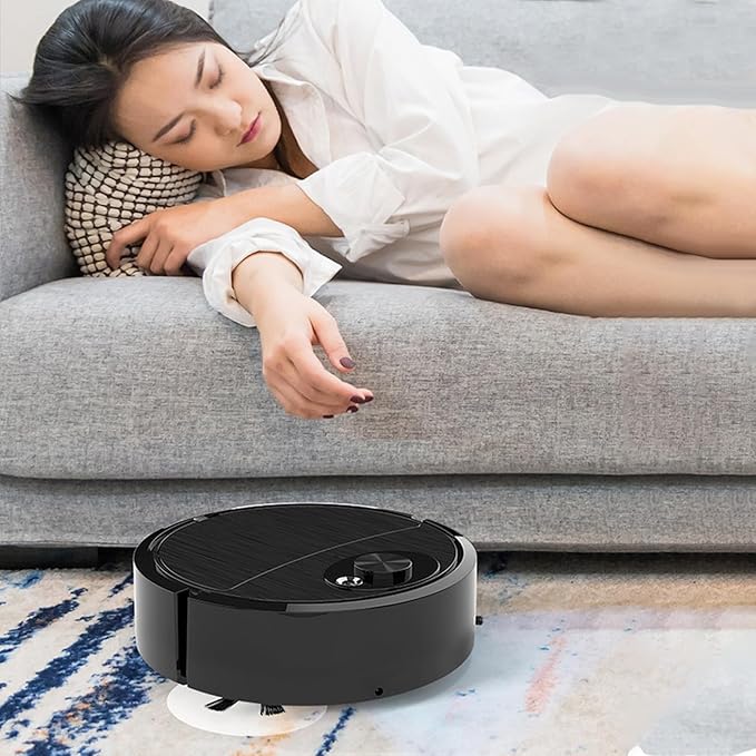 Mini Cleaner Sweeping Robot Super Suction Low Noise One Start Rechargeable Vacuum Cleaner Sweeping Mopping Robot Memory Multiple Cleaning Modes Black One Size