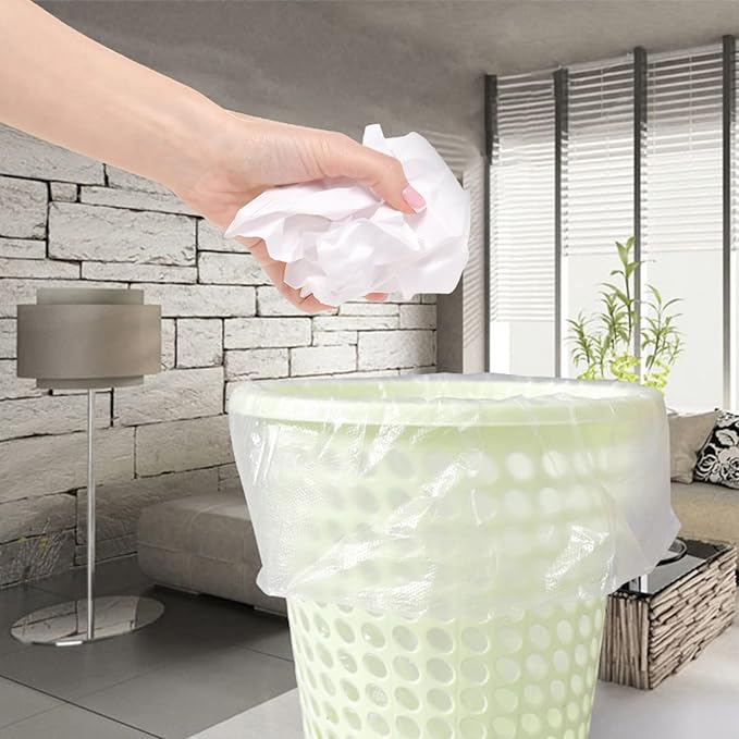 WAIKAS 5 Gallon Trash Bags, 58 Count, Small Garbage Bags, No Flaps/Ties, 50x60cm, 5.8g/pcs, Unscented, White