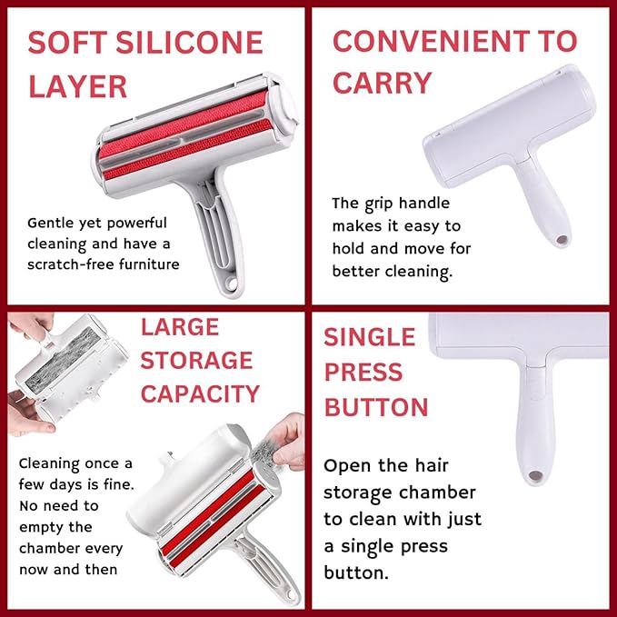 PET Hair Remover - Reusable Dog and Cat Hair Remover, for Couch, Caper, Car Seats, Bedding or Furniture, Upgraded Lint Roller Animal Fur Removal Tool