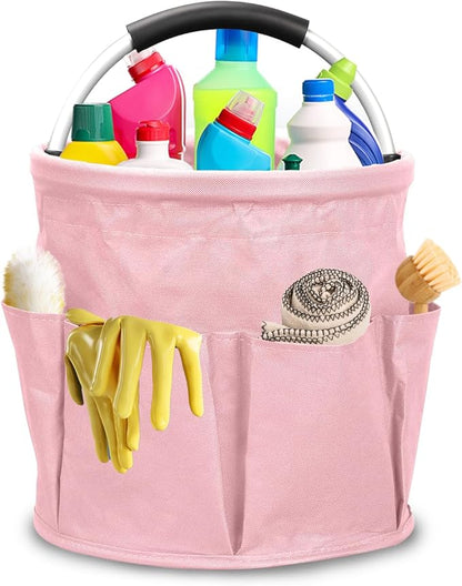 Qivine Cleaning Caddy for Cleaning Supplies, 17L Cleaning Supply Caddy with Handle Foldable Cleaning Supplies Organizer Bucket Tool Bag Organizer Cleaning Products Organizers for Home, Garden