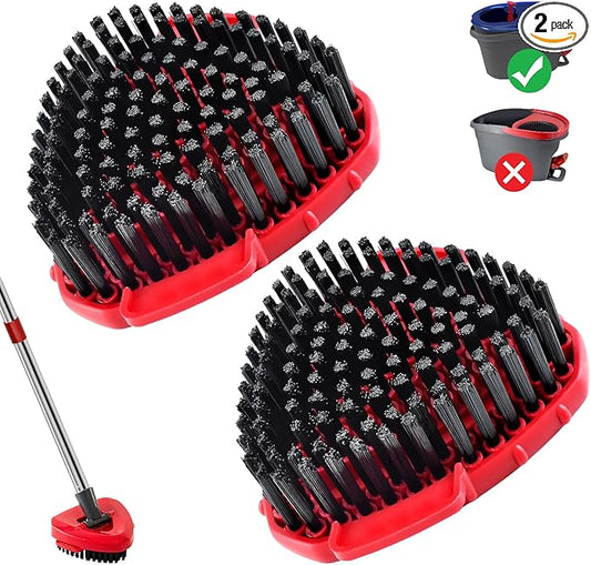 2 Pack Upgrade Scrub Brush Replace Heads Compatible with O Cedar EasyWring RinseClean 2 Tank Spin Mop, Scrubber Brush Mop Head for Ocedar Mop Scrub Brush of Hard Bristle to Floor Clean, Not for 1 Tank