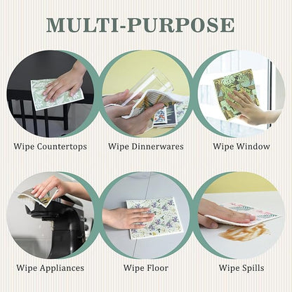 YoulerTex Swedish Dishcloths Dish Towels Set: 6 Packs Cellulose Sponge Cloths Reusable Cleaning Cloths for Kitchen Absorbent Reusable Paper Towels Dish Cloth Non-Scratch No Odor (Fruit Flower)