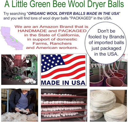 6 Eco-Friendly Wool Dryer Balls -Set of Six 100% Handmade, Natural and Unscented