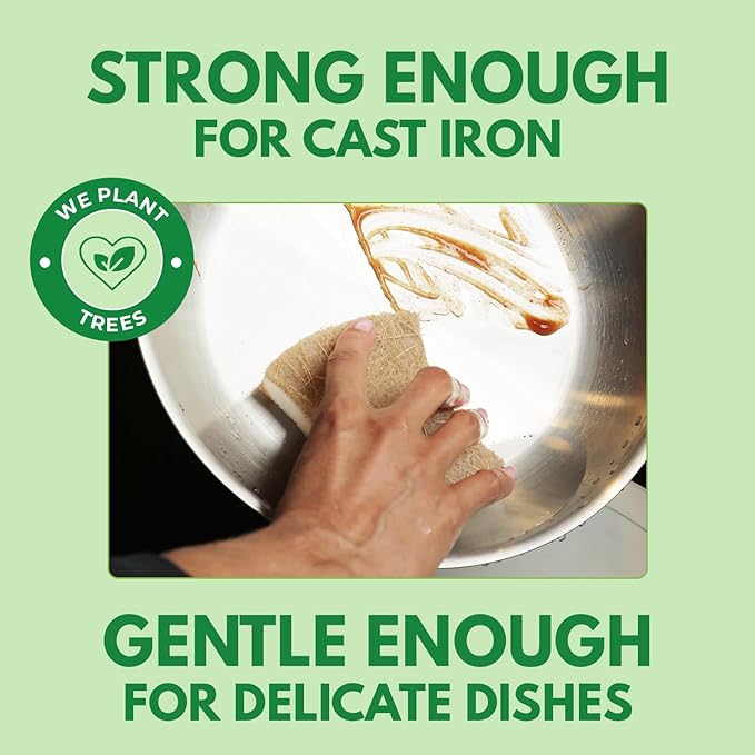 AIRNEX Natural Kitchen Sponges (24 Pack) - Biodegradable Cellulose & Coconut Scrubber Dish Sponge for Kitchen - Eco-Friendly, Non Scratch, Compostable, Non Toxic Natural Sponges for Dishes