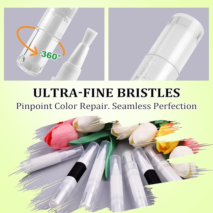 2 Pack White Shoe Paint Polish Pen with Brush Tip, Permanent Waterproof Leather Paint for Shoes, Sneakers, Bags & Purses | Stain Remover, Leather Restorer, Scuff Repair, Shoe Whitener