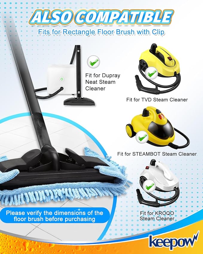 KEEPOW Reusable Microfiber Mop Pads Compatible with Wagner 905e, 915e & 925e Steamers, Reusable Microfiber Cleaning Pad and Chenille Mop Pads for Hardwood Floor Cleaning 2+2 Pack (Mop is Not Included)