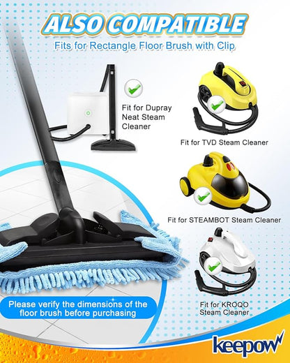 KEEPOW Reusable Microfiber Mop Pads Compatible with Wagner 905e, 915e & 925e Steamers, Reusable Microfiber Cleaning Pad and Chenille Mop Pads for Hardwood Floor Cleaning 2+2 Pack (Mop is Not Included)