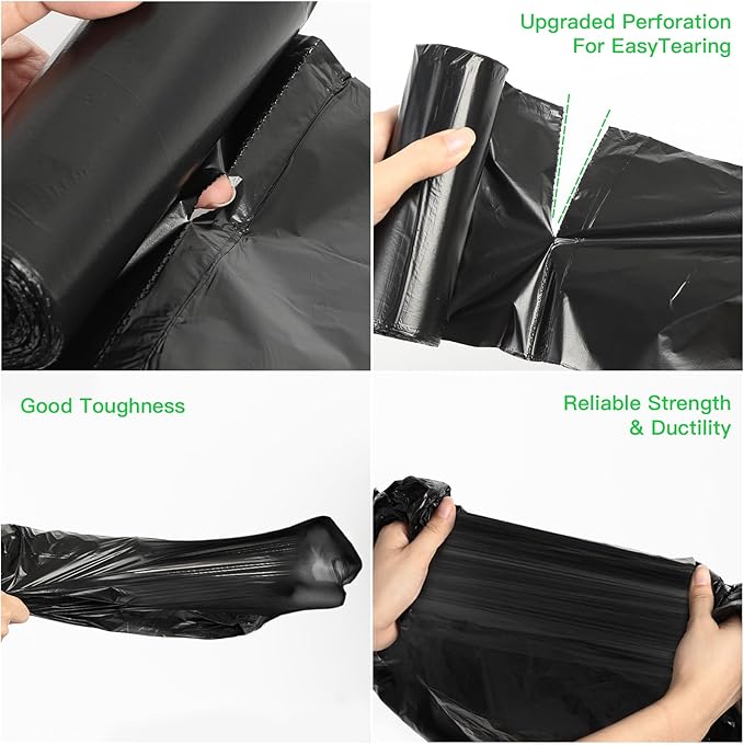 13 Gallon Biodegradable Tall-Kitchen Trash Bags - Black Garbage Bags Large Compostable Unscented 75 Count Recycling Strong Thick Office Waste Basket Liners Bulk Inwaysin