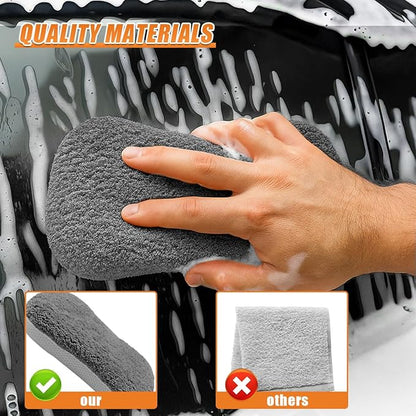 9PCS Car Cleaning Kit, No-Scratch Auto Detailing Tools Set with Wash Mitt, Large Sponge, Wheel Brush, Wax Applicator Pads and Microfiber Towels for Car Interior and Exterior Care (Gray)