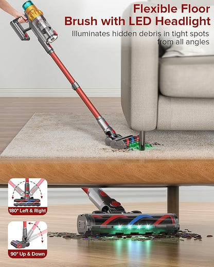 Belife S8 Cordless Vacuum Cleaner, 600W 48Kpa Stick Vacuum with 65Mins Runtime, Self-Standing, 1.6L Large Dust Cup, Anti-Tangle Smart Wireless Handheld Vacuums for Carpet, Hardwood Floor & Pet Hair