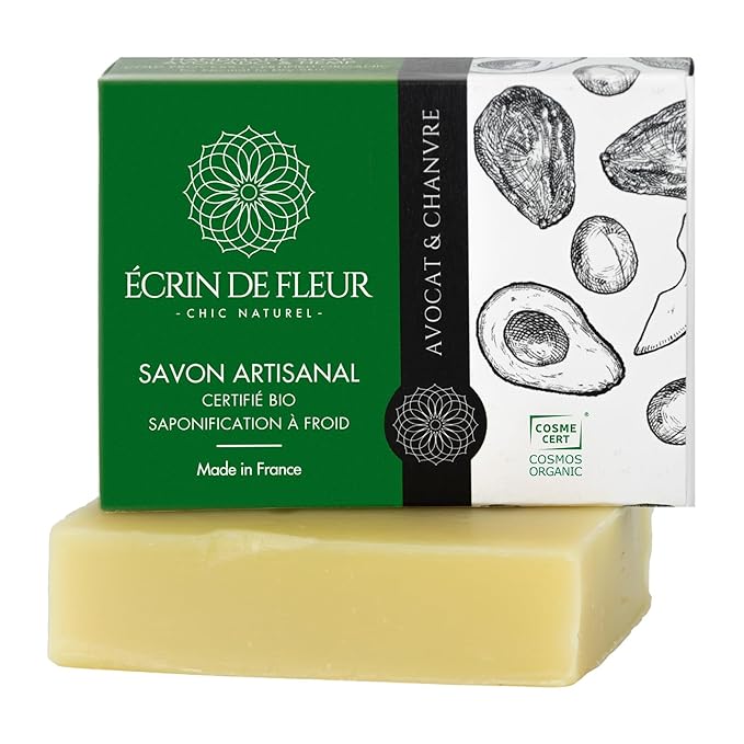 – Organic Avocado & Hemp Soap, French Artisan Soap Handcrafted in South France, Cold Process, 3.2 oz
