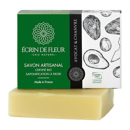 – Organic Avocado & Hemp Soap, French Artisan Soap Handcrafted in South France, Cold Process, 3.2 oz