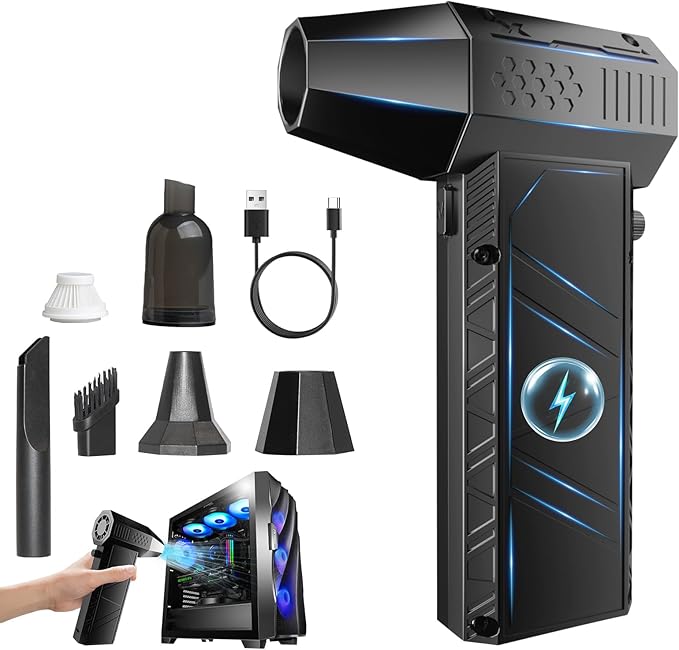 VVICOGARD Compressed Air Duster, 2 in 1 150000RPM Stepless Speed Electric Air Duster and Vacuum Cleaner, 8000mAh Rechargeable Powerful Air Blower for PC, Keyboard, Car, Outdoor