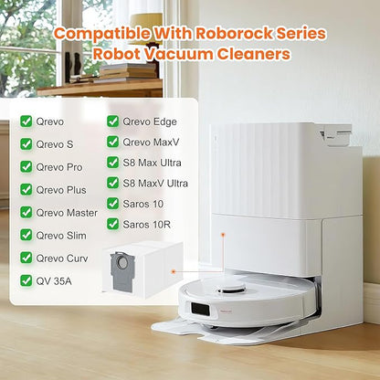 24 Pack Qrevo Dust Bags for Roborock QV 35A/Saros 10R/Qrevo S/Qrevo Pro/Qrevo Plus/Qrevo Master/Qrevo Slim/Qrevo Curv/Qrevo Edge/S8 MaxV Ultra Robot Vacuum, 3L Large Capacity Replacement Dust Bag