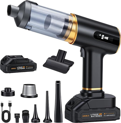 Handheld Vacuum Cleaner Cordless-17000PA Strong Suction for Car & Home, Car Vacuum Portable Rechargeable Lightweight for Pet Hair with HEPA Filter, Quick Clean in Office/Desk/Couch (Black)