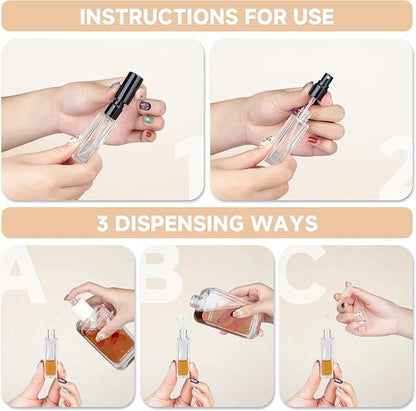 Perfume Refill Bottle, Mini Leak-proof Portable Perfume Travel Refillable Dispenser, 5pcs 10ml Empty Atomizer Sprayer, Pocket Glass Bottle with Funnel and Pipette for Cologne (Clear)