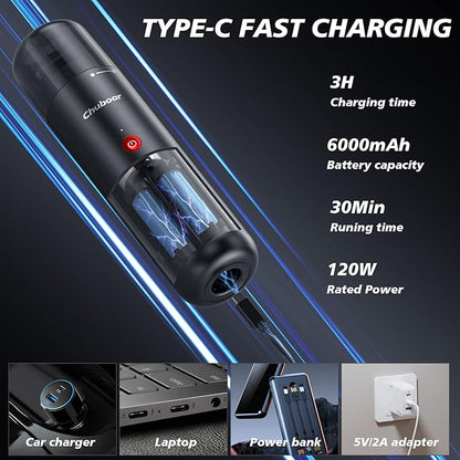 Chuboor Mini Vacuum, Powerful Car Vacuum Cordless Rechargeable, Small Dust Buster for Dust, Sand, Crumbs, Ultra-Light Portable Vacuum for Home, Car, Hand Held Vacuum PB10
