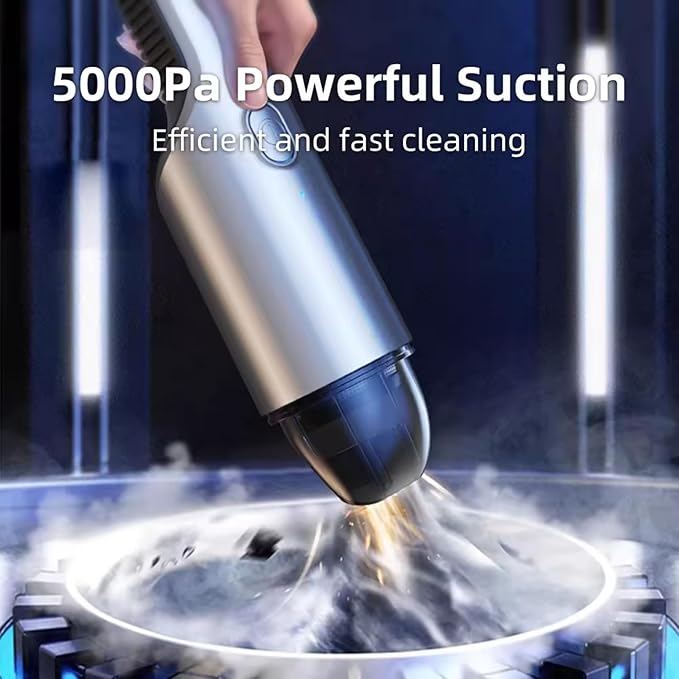 Portable Car Vacuum Cleaner, Portable Handheld Vacuum for Car Interior Cleaning, Wet & Dry Use, USB Rechargeable, with HEPA Filter & Accessories.