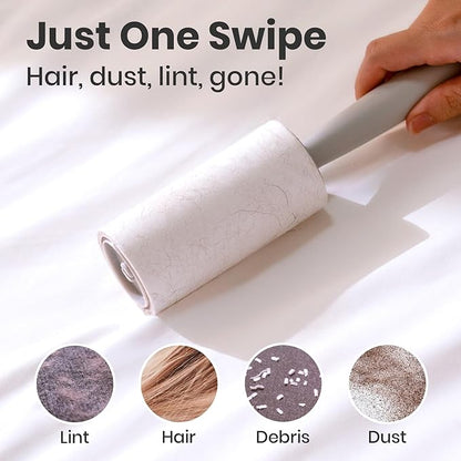 DELOMO Lint Roller 400 Sheets (1 Roller + 3 Refills) - Lint Rollers for Pet Hair Extra Sticky, Mega Value Pet Hair Removal Tool for Clothes/Couch/Furniture/Car - Ideal Home Gift for Pet Owners