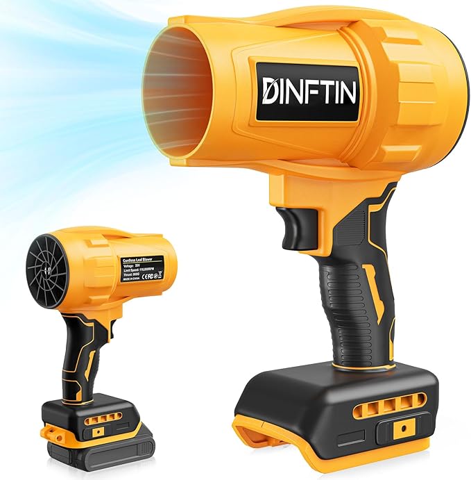 Dinftin Brushless Cordless Leaf Blower Compatible for DeWalt 20V Battery(Tool Only), 125MPH 430CFM Variable Speed Turbo Blower, Lightweight Handheld Blower for Lawn, Garage, Snow, Patio