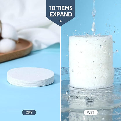 50-Count Compressed Facial Sponge, GAINWELL White Cellulose 100% Natural Cosmetic Spa Sponges for Facial Cleansing, Exfoliating Mask, Makeup Removal