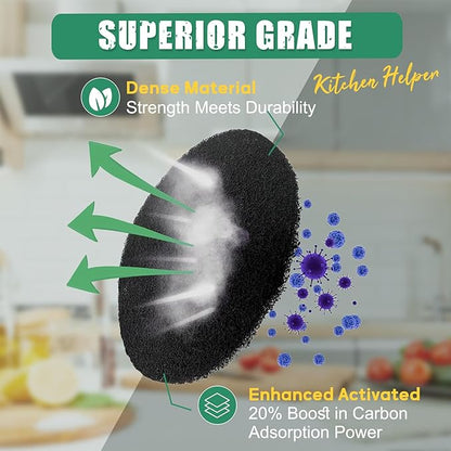 LMJP 6.7 Inch Charcoal Filters for 10 Pack Kitchen Countertop Compost Bins - Extra Thick 0.3" for Longer Lasting Activated Carbon