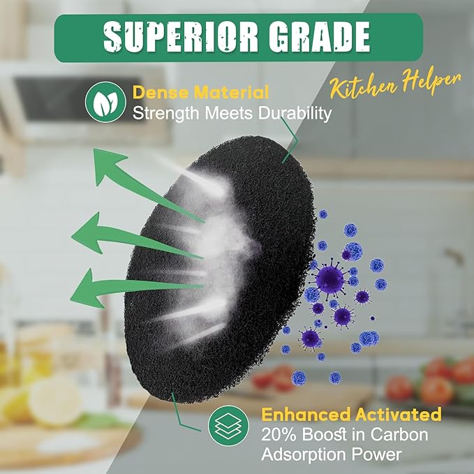 LMJP 7.25 Inch Charcoal Filters for 10 Pack Kitchen Countertop Compost Bins - Extra Thick 0.3" for Longer Lasting Activated Carbon