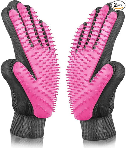 BYETOO Pet Dog Cat Grooming Glove with 261Tips,Gentle Deshedding Brush Glove,Efficient Pet Hair Remover Mitt,Massage Tool with Enhanced Five Finger Design,for Dog,Cat,Rabbit,Horse with Long/Short Fur
