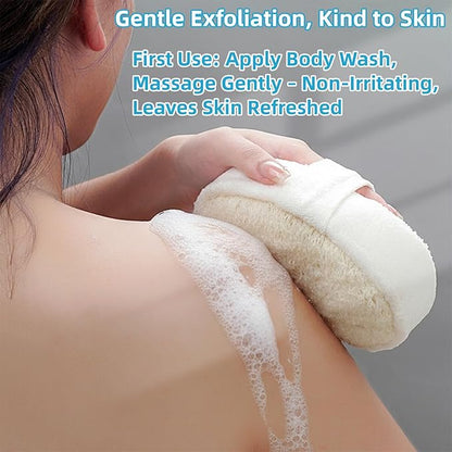 Natural Loofah Sponge, Thick 5cm with Sponge-Filled Cushion Core, Natural Loofah Exfoliating Face & Body Scrubber, Gentle Exfoliating Bath Sponge for Women & Men, Reusable & Biodegradable