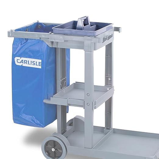 Carlisle FoodService Products Janitorial 6pk Tool Caddy - 3-Compartment Organizer for Janitorial Cart, Durable Polypropylene Construction, Portable and Versatile for Commercial Use (6 Pack)