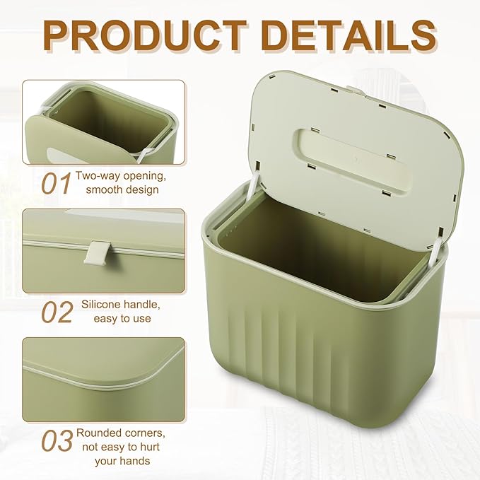 uxcell Kitchen Compost Bin Hanging Small Trash Can, 7L/1.8Gallon Trash Can, Green