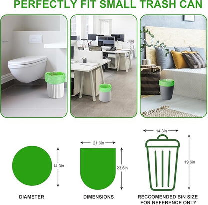Compostable Kitchen Trash Bags 6-Gallon - Heavy Duty Medium Unscented Biodegradable Garbage Bag Bulk 5 Rolls 100 Count Portable Toilet Wastebasket Liners for Bathroom Office Inwaysin