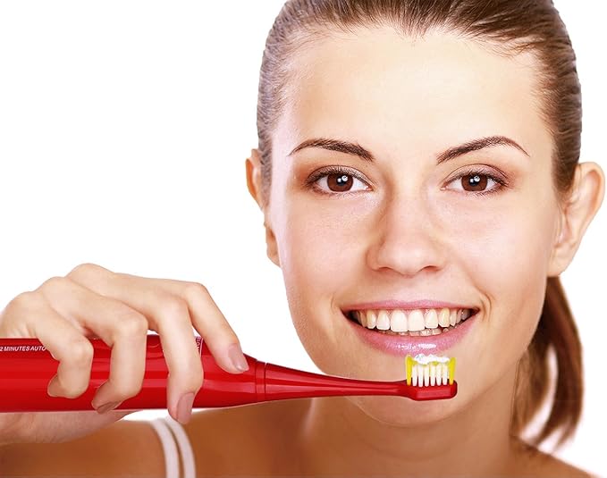Pursonic S430 Power Rechargeable Sonic Toothbrush: 40,000 Strokes Per Minute, 12 Brush Head Replacements & Toothbrush Set Included - RED