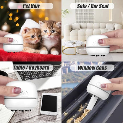 YUNYILAN Desktop Vacuum Cleaner USB Recharging, Portable Mini Vacuum Cleaner for Cleaning Eraser Crumbs, Dust, Crumbs, Computer Keyboard and Car (White)